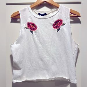 Forever 21 embroidered floral crop cut off